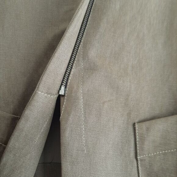 GARDE Linen Blend 100% Silk Lining Modern Asymmetric Full-Zip Jacket w Hood Sz S - Picture 16 of 16